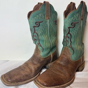 Ariat | Men's | 9D | Brown and Teal Western Boots | Used